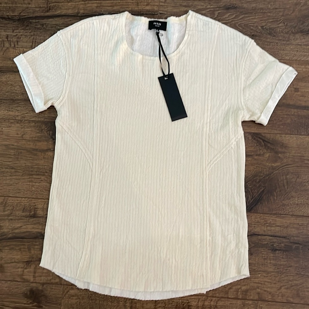 Ro&De cream top, raw edge detailing, size M
